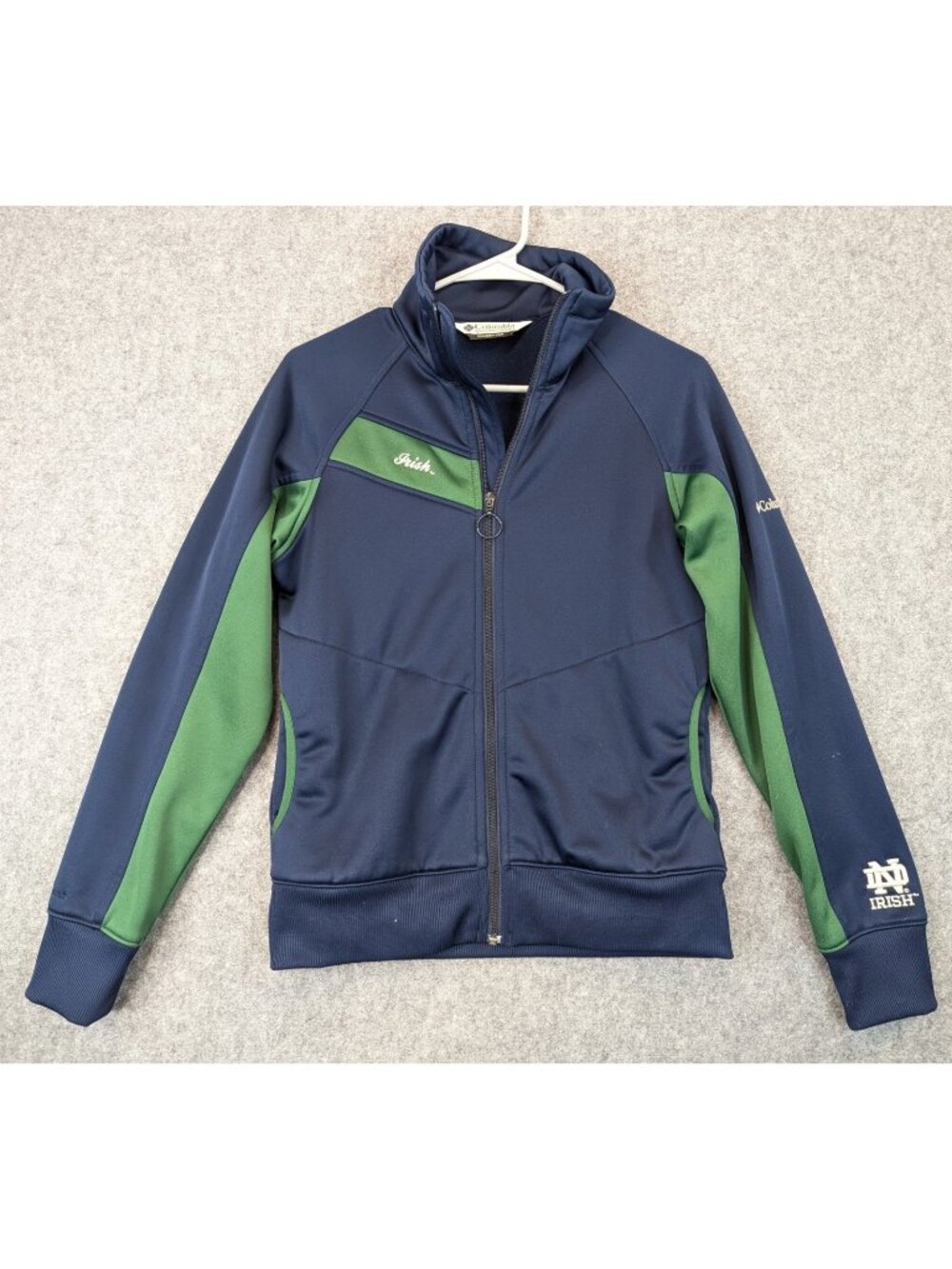 Columbia Notre Dame Womens Medium Fleece Jacket Blue Green Omni-Shield Full Zip